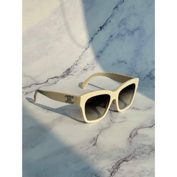 NEW Celine CL40253F Triomphe Cat Eye Ivory White Sunglasses main image 7